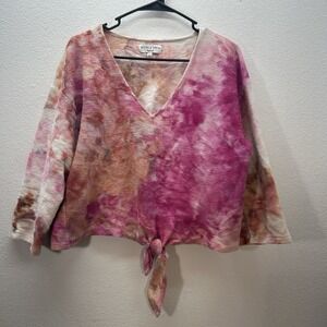 Madewell Texture & Thread SZ XL V Neck Tie Dye Short Sleeve Boho Cotton Tie